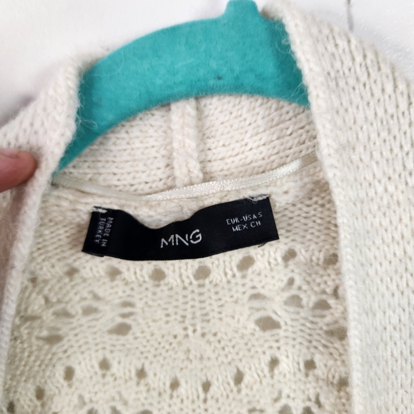 Mango Open Front Weave Beige Maxi Duster Sweater Long Knit Soft Womens Small - Picture 10 of 13